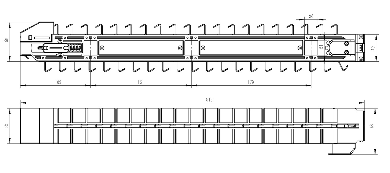 Rated Voltage Conveyor Belt Crawler-Type Hook Vending Machine Accessories 24VDC Hook Spacing