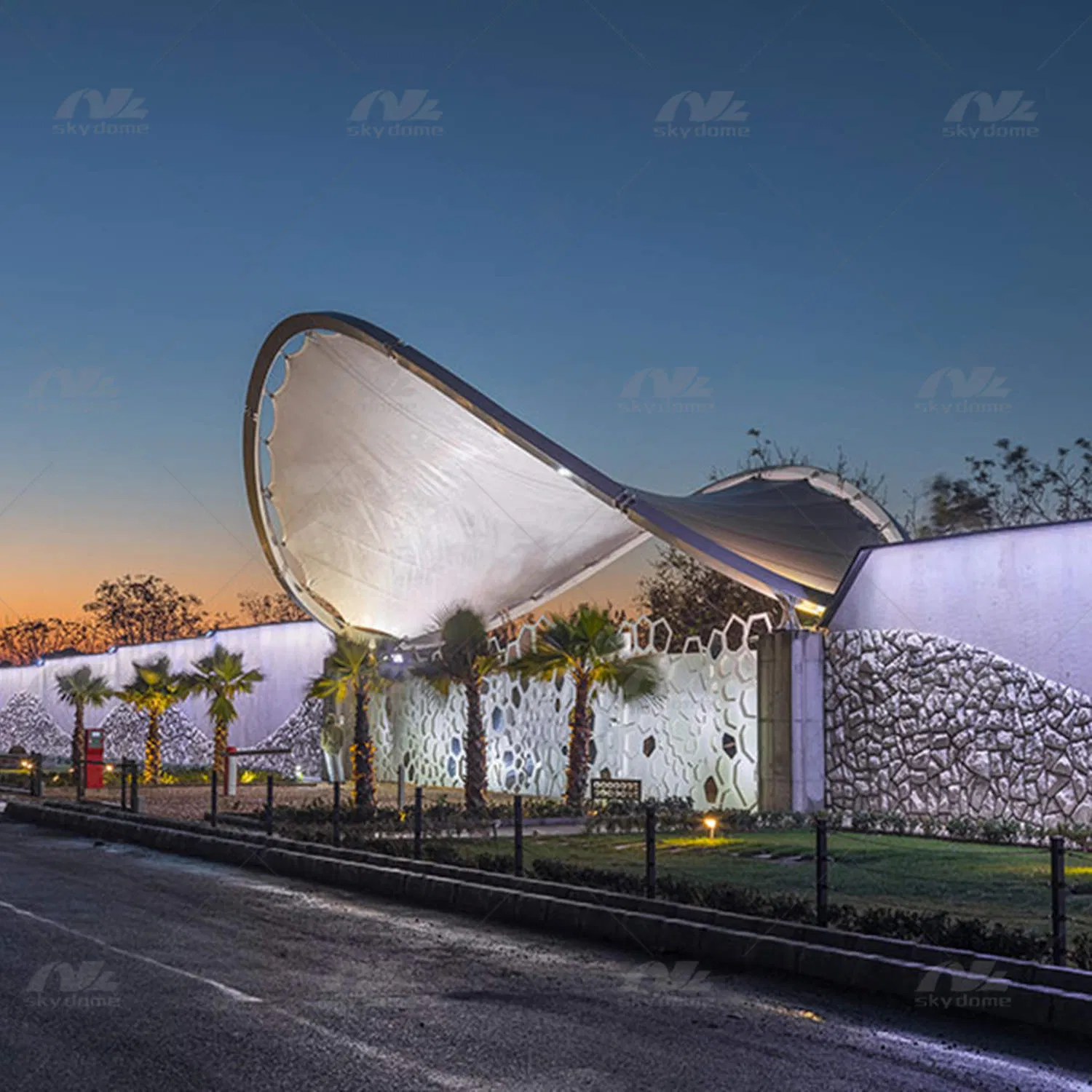 Outdoor Tensile Membrane Steel Structure for Landscape Shed