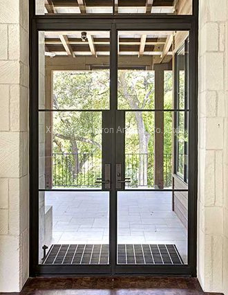 New Design Metal Security Double Steel Windows Wrought Iron Doors