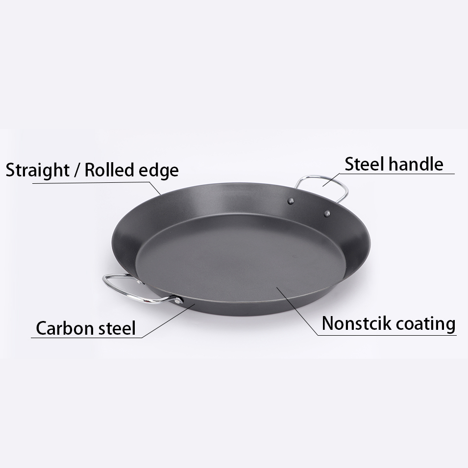 Large Size Classic 46cm Carbon Steel Paella Pan for Larger Gathering Party