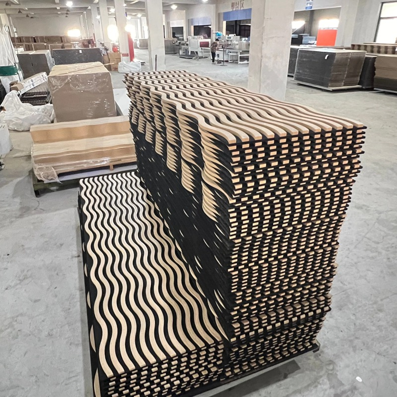 Vigor Black Oak Soundproof Wave Wooden Akupanel Noise Reduction Building Material