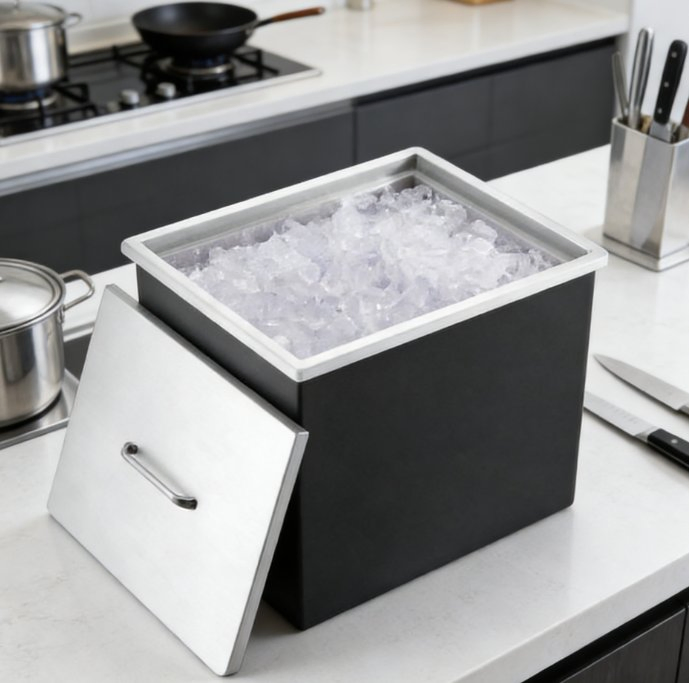 Stainless Steel Insulated Ice Bin Trough for Restaurants and Milk Tea Shops