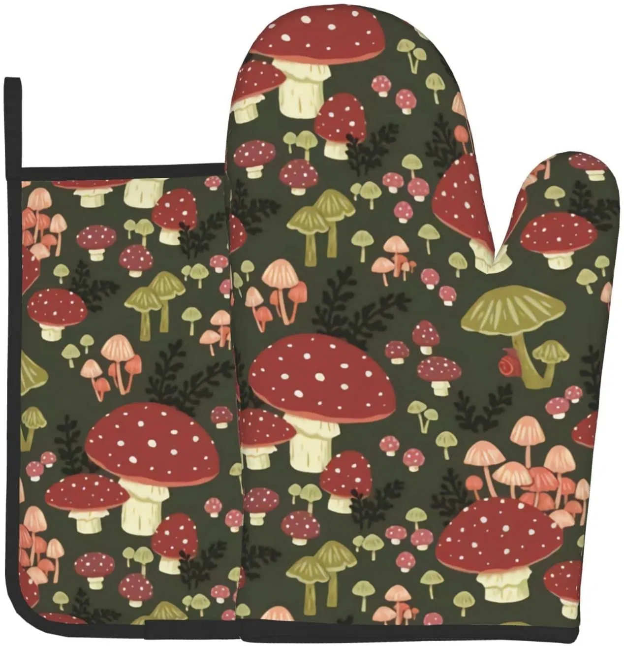Watercolor Mushroom Washable Heat Resistant Kitchen Non-Slip Grip Oven Mitts