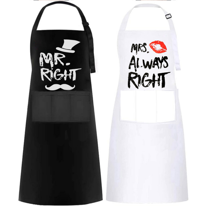 Custom Printing Adjustable Black White Cooking Kitchen Linen Cotton Nylon Restaurant Apron