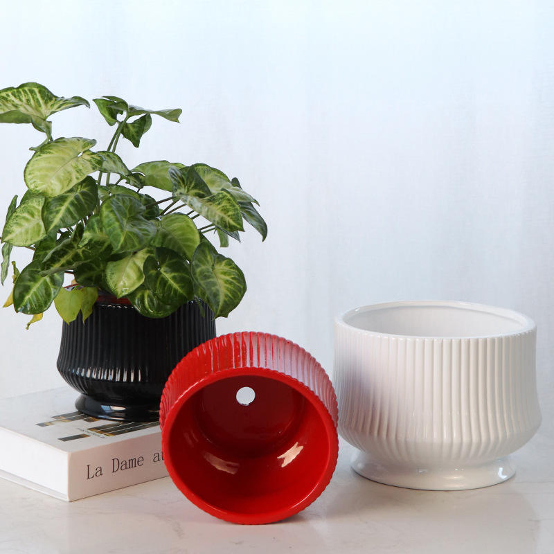 Керамический горшок для цветов с кашпо