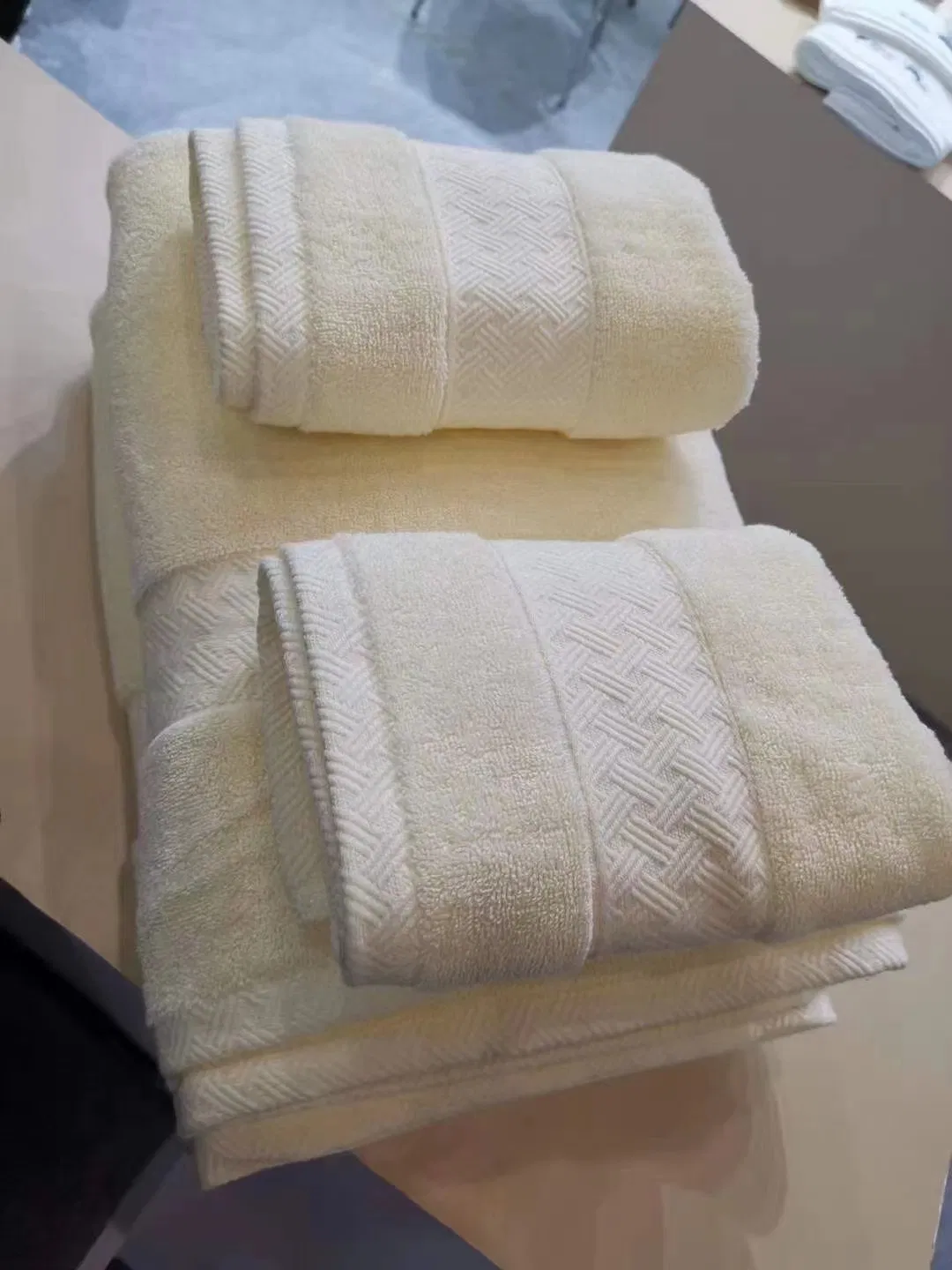 5 Star Hotel Luxury Bathroom Custom Logo Face Hand Bath White 100% Cotton Hotel Towels