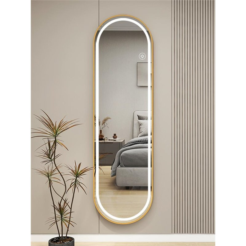 Gold Metal Acrylic Espejo De Bam LED Mirror/Miroir LED Bluetooth /Light Mirror/ Full Body Mirror with Dimmable Lights for Home Decor Craft