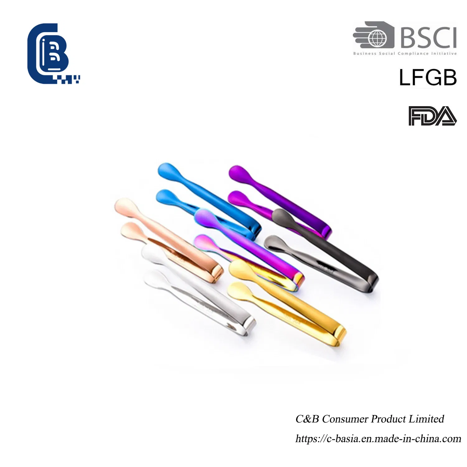 Hot Sell Kitchen Stainless Steel Tweezers: Sugar Clip, Ice Cube & Bar Tongs