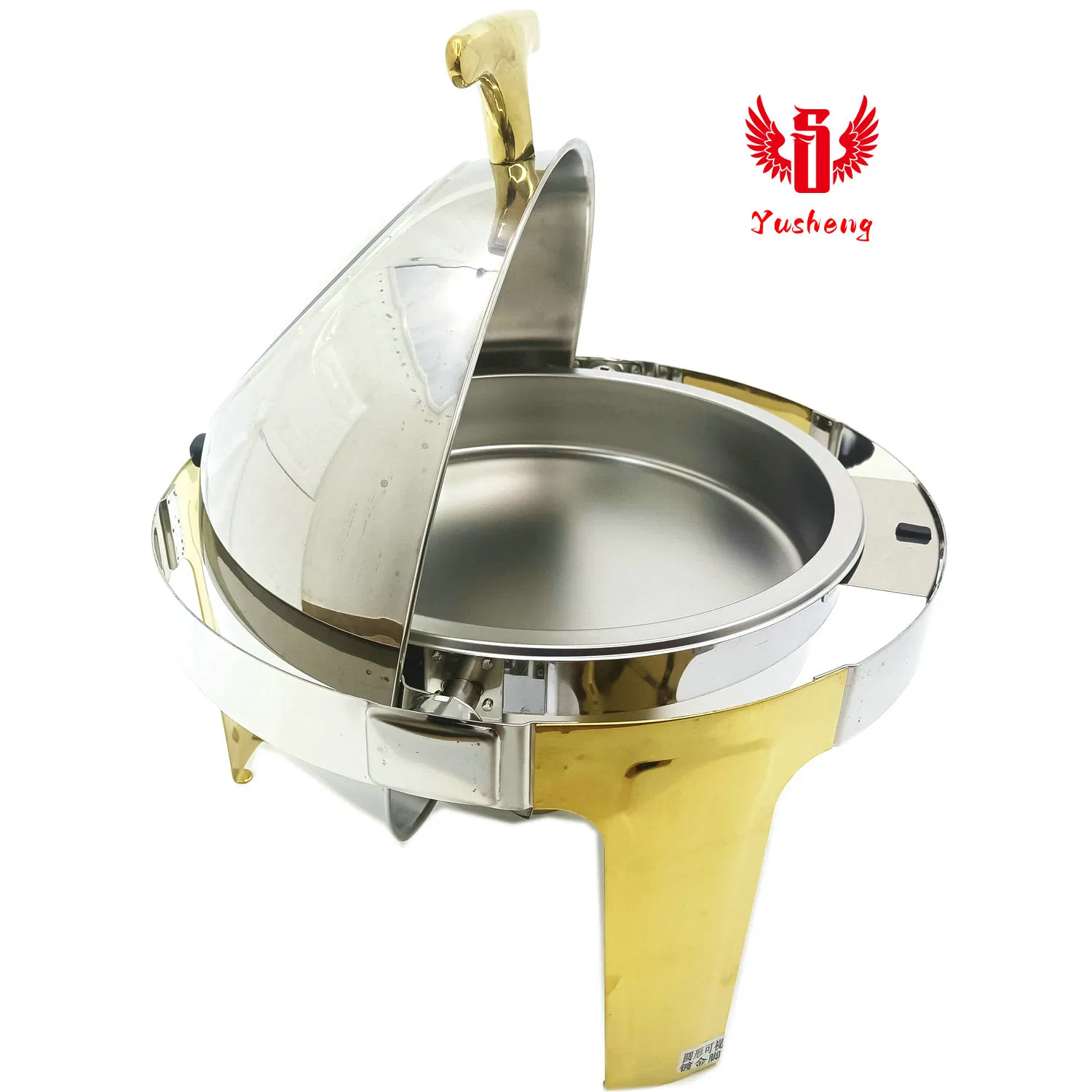 Stainless Steel Round Buffet Dish Chafing Dish Golden Feet Hotel Equipment Cookware