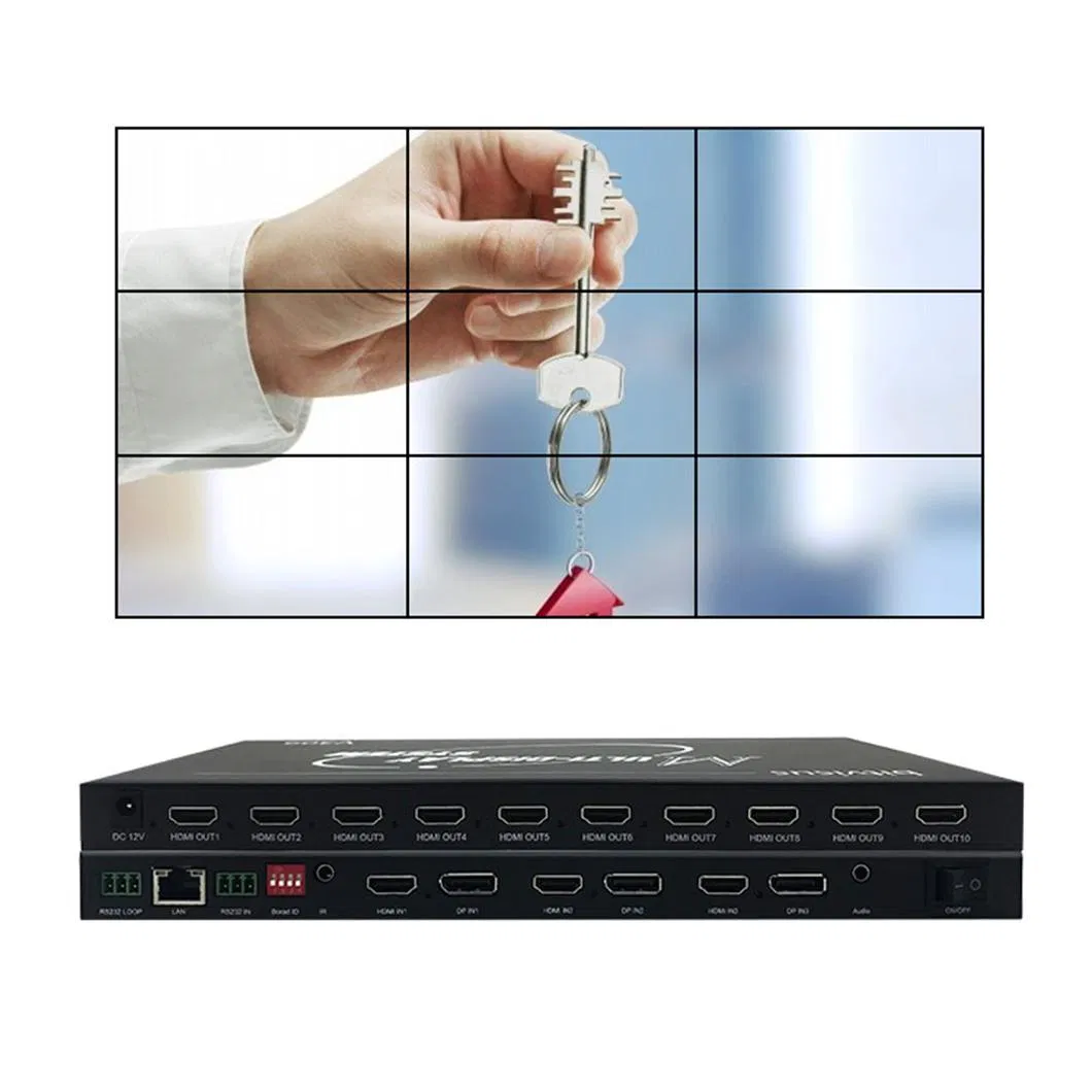 8K Video Wall Processor with 7X HDMI Outputsmulti-Channel 8K Video Controller for Projection Fusion8K60 HDMI 2.0/Dp 1.2 Video Wall System