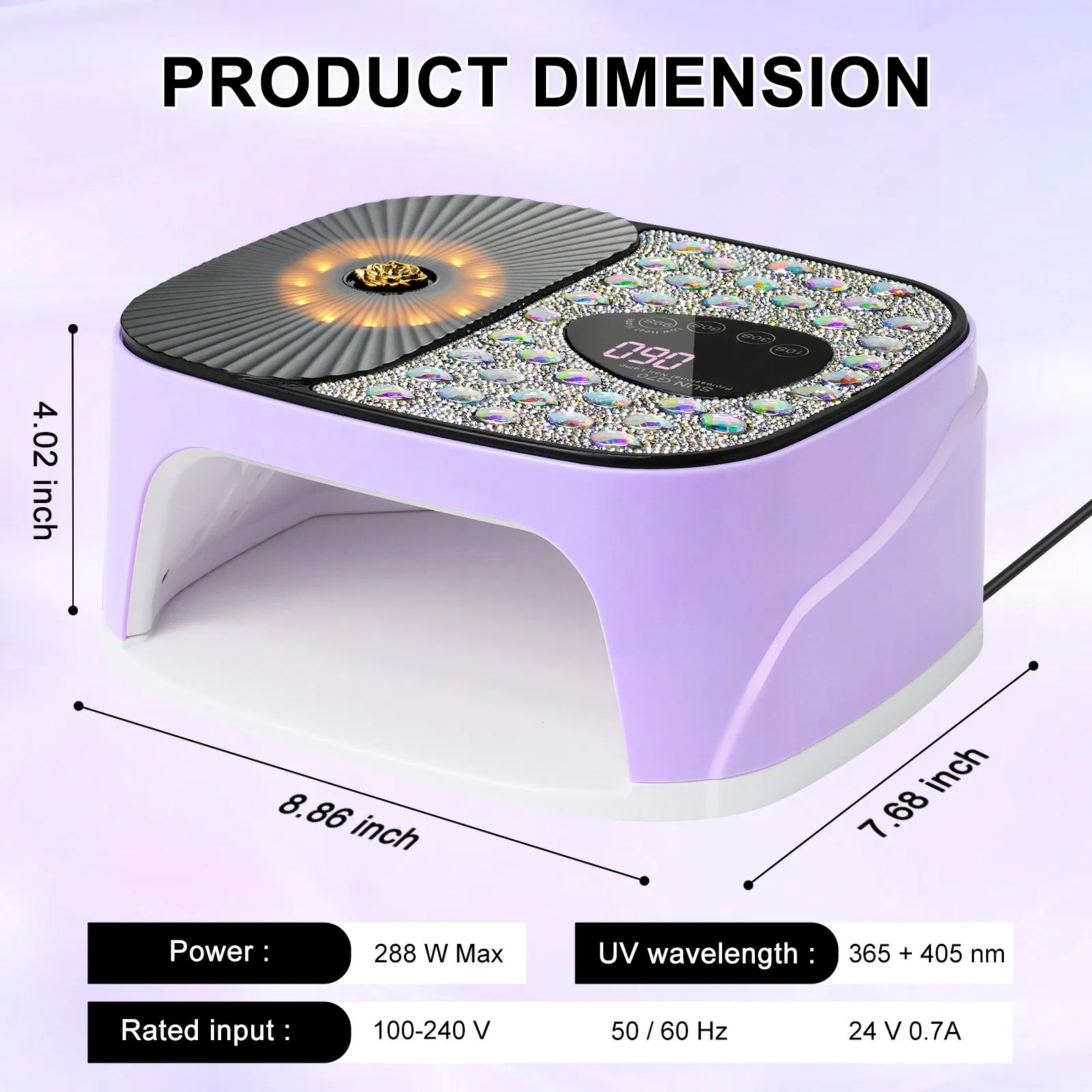 Hot New Sale Professional Beautiful LED Nail Lamp with Diamond