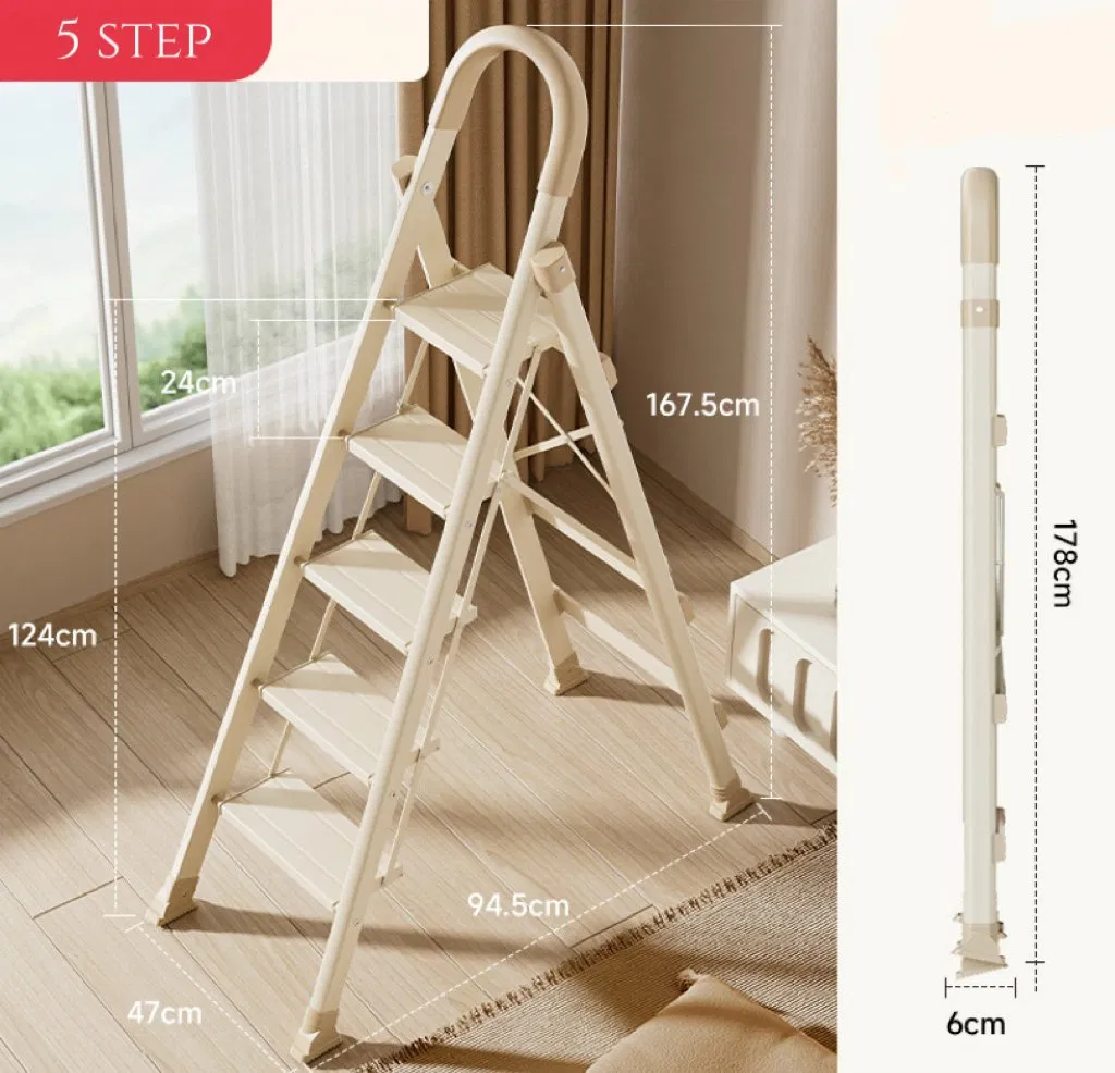 High Quality Aluminum Alloy Folding 5-Step Ladder 5-Step