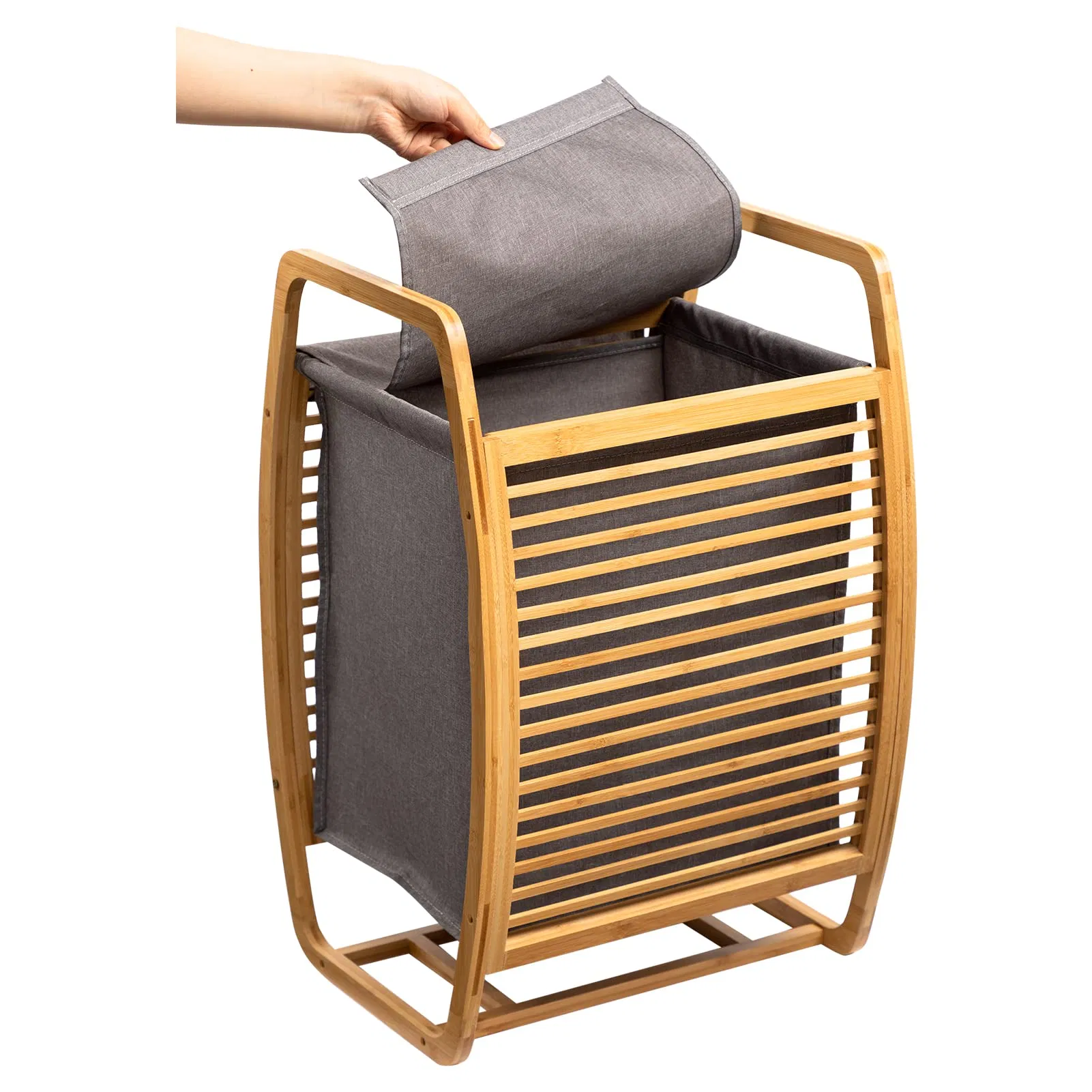 Bamboo Laundry Hamper, Large Capacity Clothes Basket, Storage Basket for Bathroom
