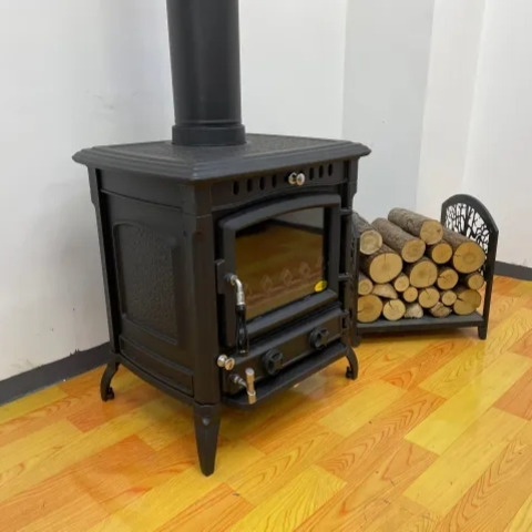 Чугунная дровяная печь-камин для дома