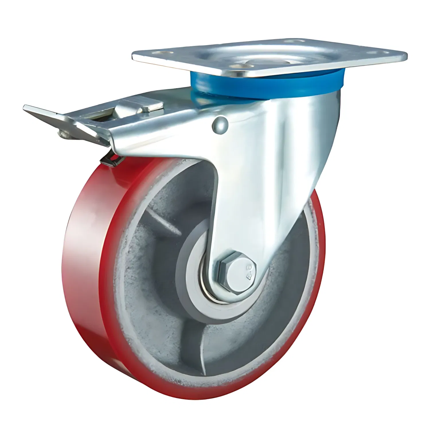 Swivel PU Castor Mold on Cast Iron W/Double Ball Bearing, 6922#