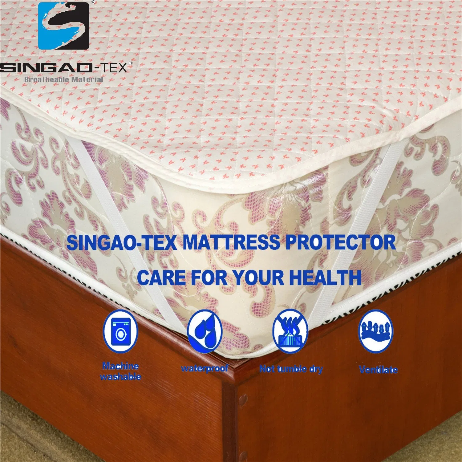 Knitted Printing Waterproof Mattress Cover Mattress Protector for Home Durable Washable