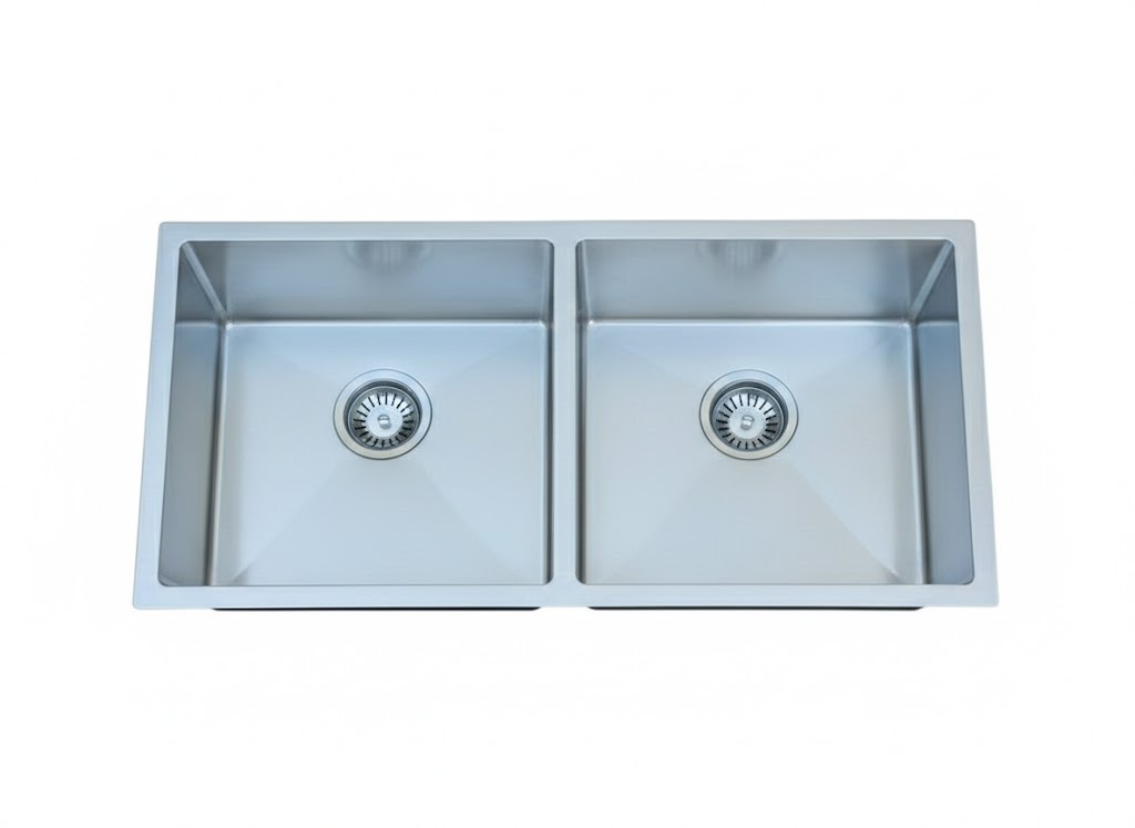 90× 45× 25/25cm Hot Sale Asia&Pacific Region Handmade Double Bowl Cabinet Accessories Countertop Under Mount Stainless Steel Kitchen Sink Hfed9045A