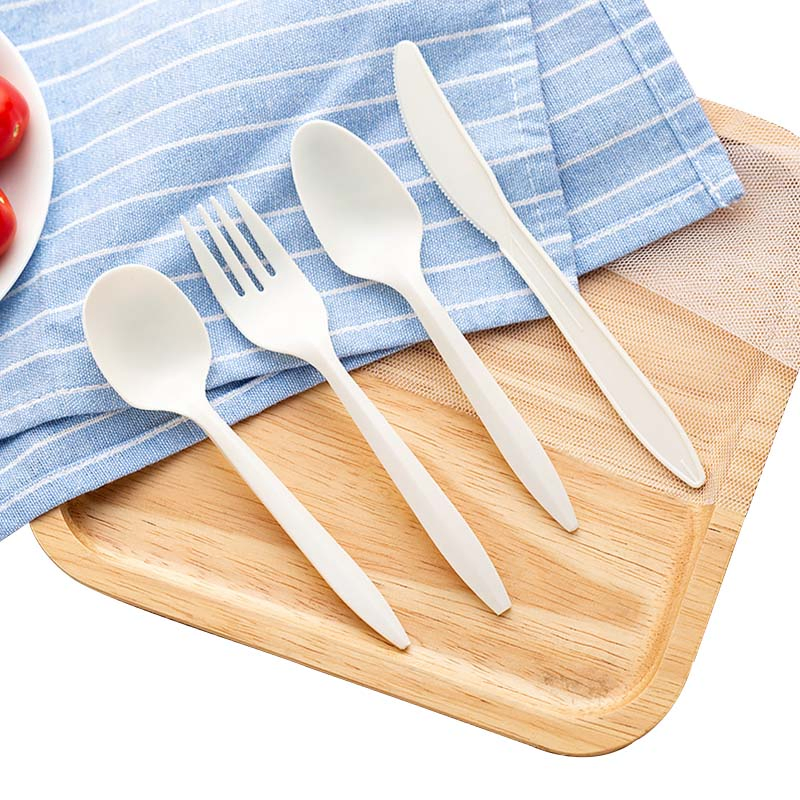 Party Tools Disposbale Cutlery Set Compostable Natural Biodegradble 6" Cornstarch Soup Spoon