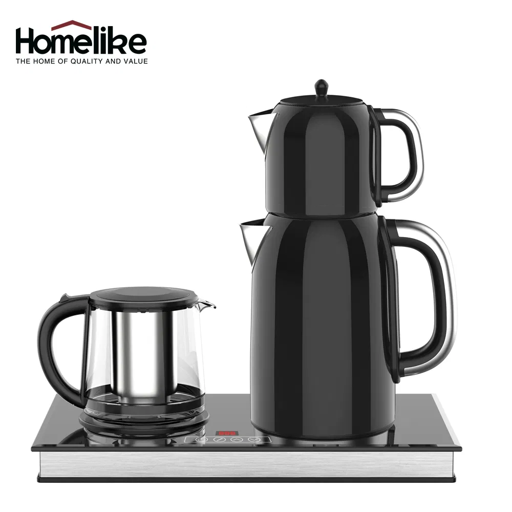 Electric Kettle with Double Teapot Set 1.7L Tea Kettle Stainless Steel and Jug Pot Samovar Tea Maker