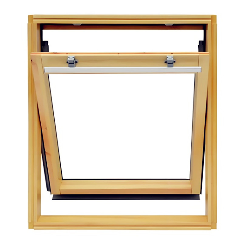 Standard Size Big Pull Handle Aluminum Cladding Solid Wood Skylight Roof Window