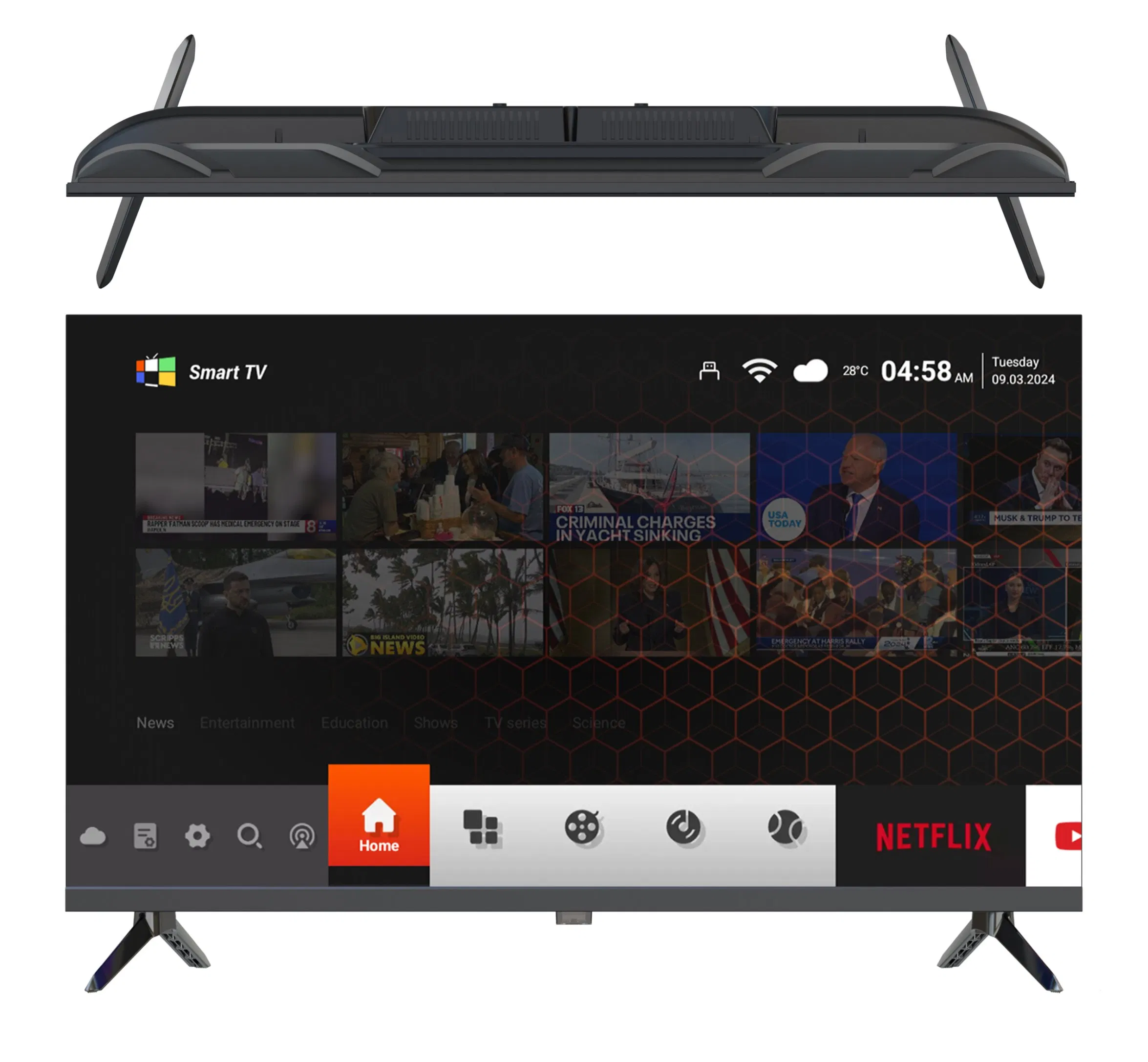 Android Frameless Bezel-Less 65 Inch 4K UHD Smart Digital LED TV Android TV