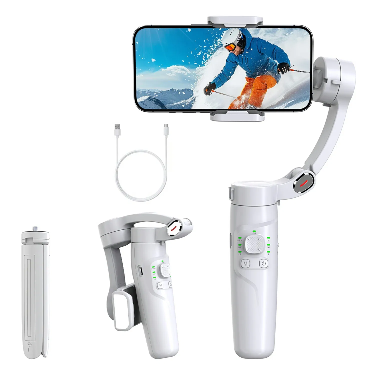 M1 Anti Shake Foldable 3 Axis Smartphone Gimbal Stabilizer Support Face Tracking Time Lapse Photograhy, with APP