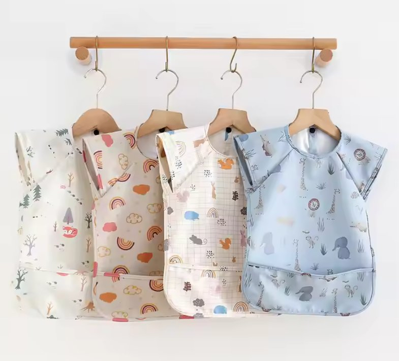 Printed Short Sleeve Child Apron with Pocket