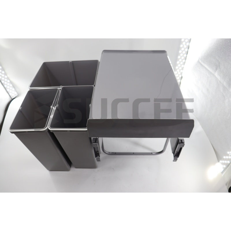 Pullout Hiding Kitchen Double 10L 30L 40L Trash Can Waste Bin with Soft-Close