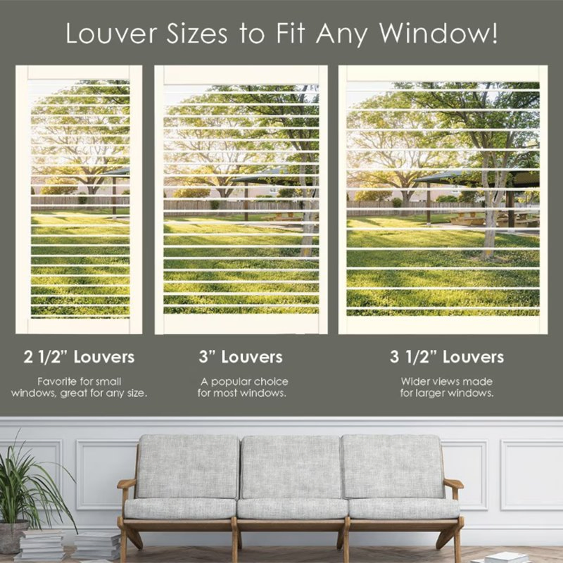 Elegant White Wood 89mm Louvered Plantation Shutters for Homes