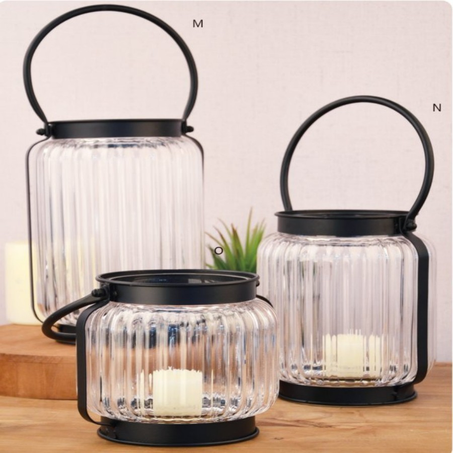 Glass Lantern with Rope Handle Candle Holder