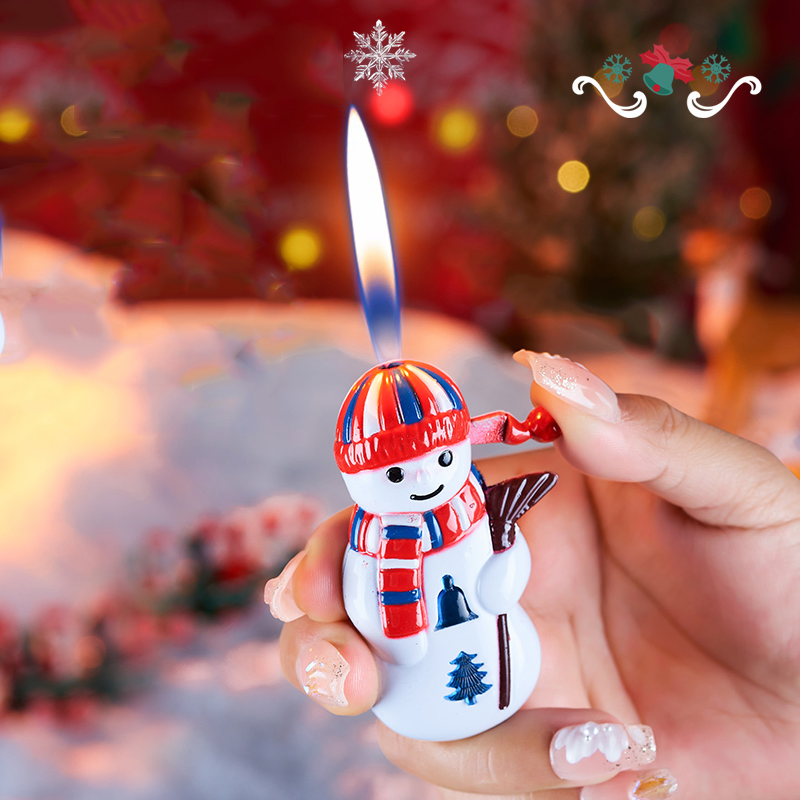 Mini Exquisite Cartoon Snowman Santa Claus Metal Lighter Christmas Gift
