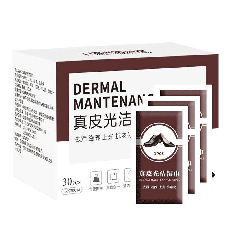 OEM Disposable Leather Shoes Shine Polish Cleaning Wet Wipes
