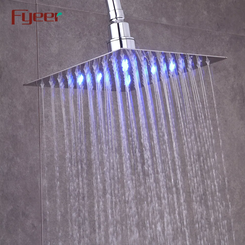 Fyeer Brass Body LED Shower Set with 8 Inch Stainless Steel Shower Head