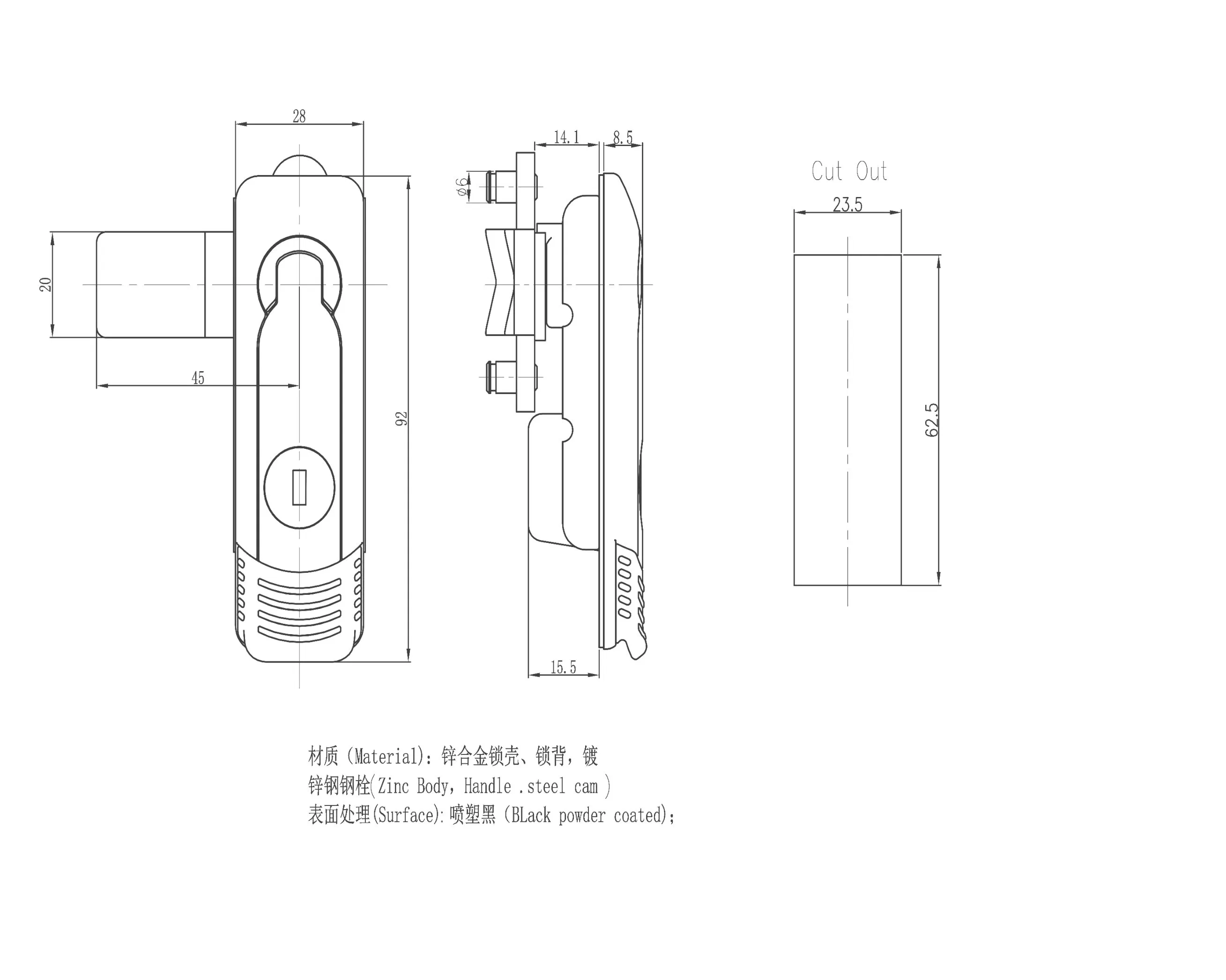 Ab304-3-1 Distribution Box Lock Cabinet Lock Distribution Cabinet Door Lock Front Door Lock Jumping Handle Ab301 Lock Ab302 Lock