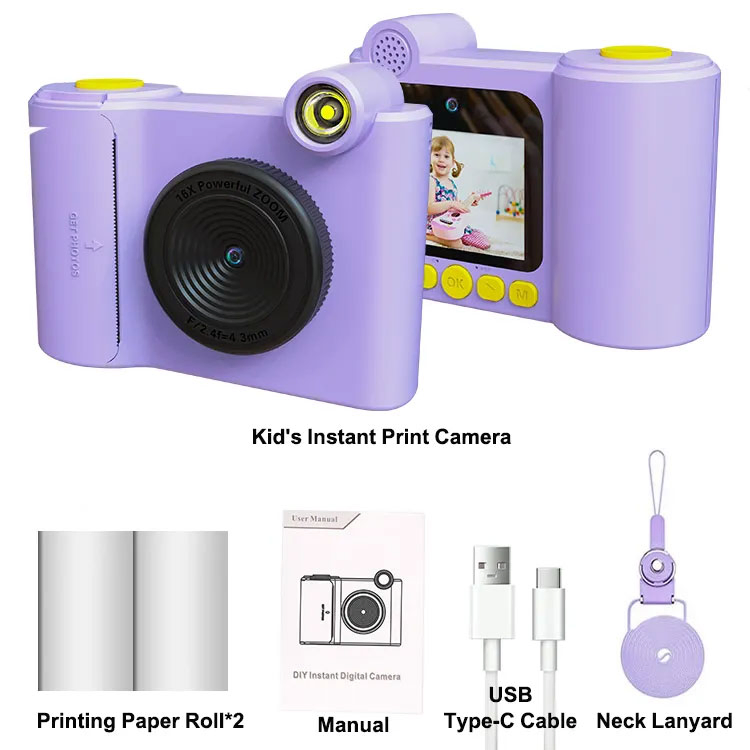 Kids Camera Toys 2.4inch Screen FHD Video Cartoon Kids Digital Camera Mini Camera Cute Toy for Children Birthday Christmas Gifts