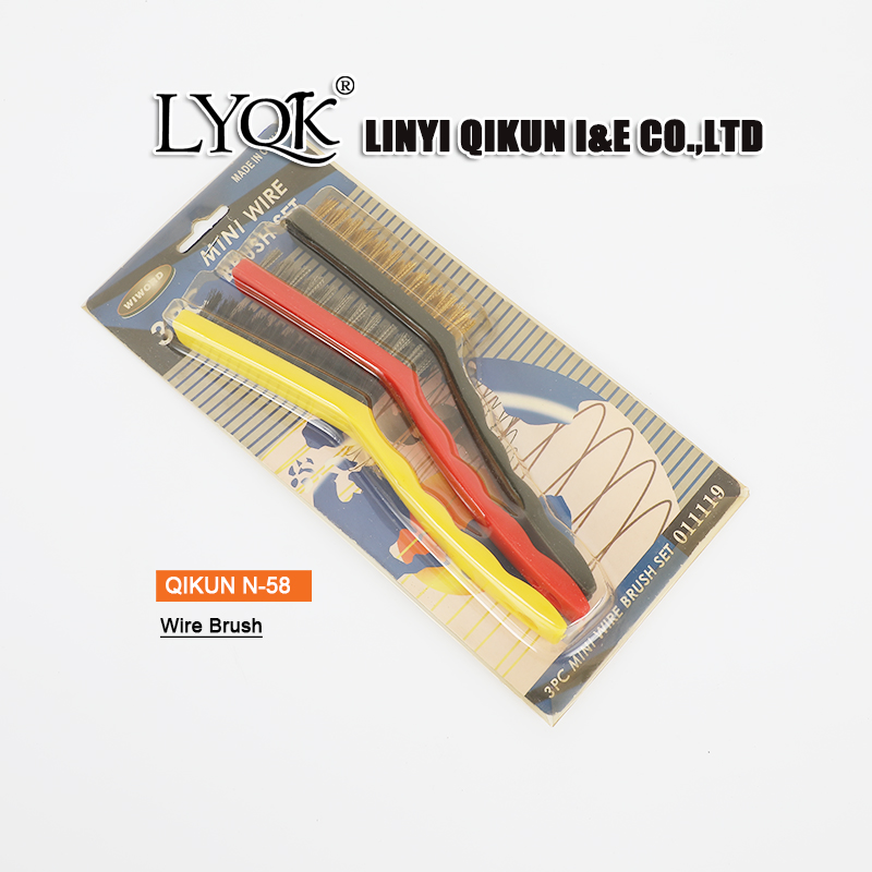 N-55 Decoration Construction Hardware Hand Polishing Tools Plastic Handle Wire Steel Brush