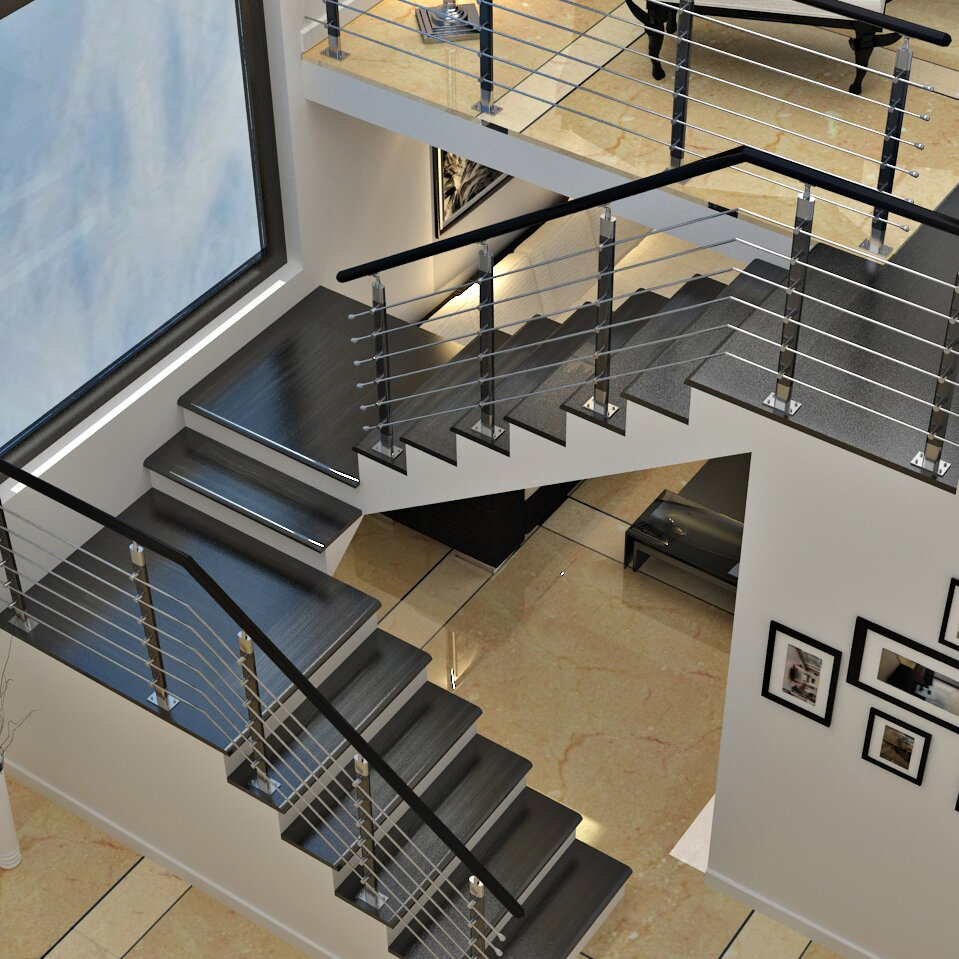 Custom 304/316 Brushed Stainless Steel Fence for Household Iron Carbon Handrail (DMS-B2260)