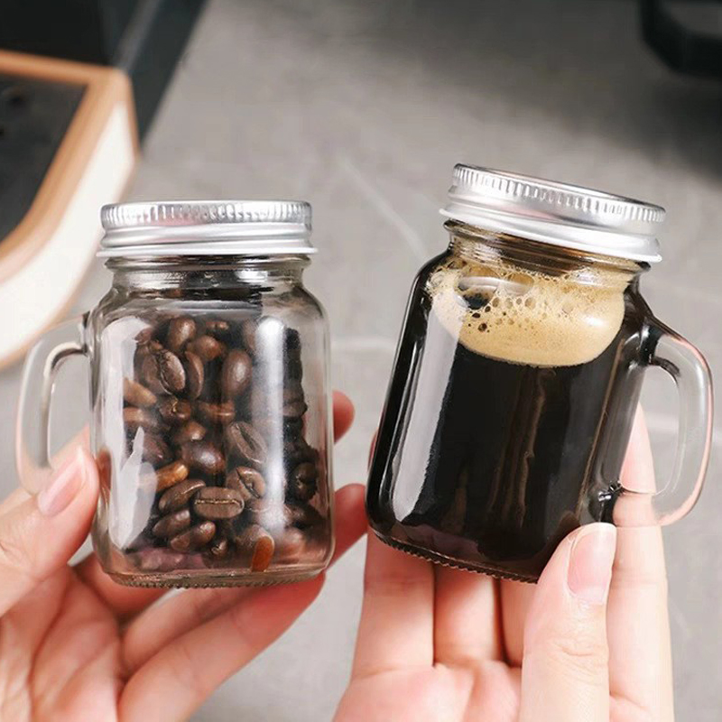 Mini Transparent Glass Bottle Coffee Concentrate Bottle Glassware Glass Cup with Handle