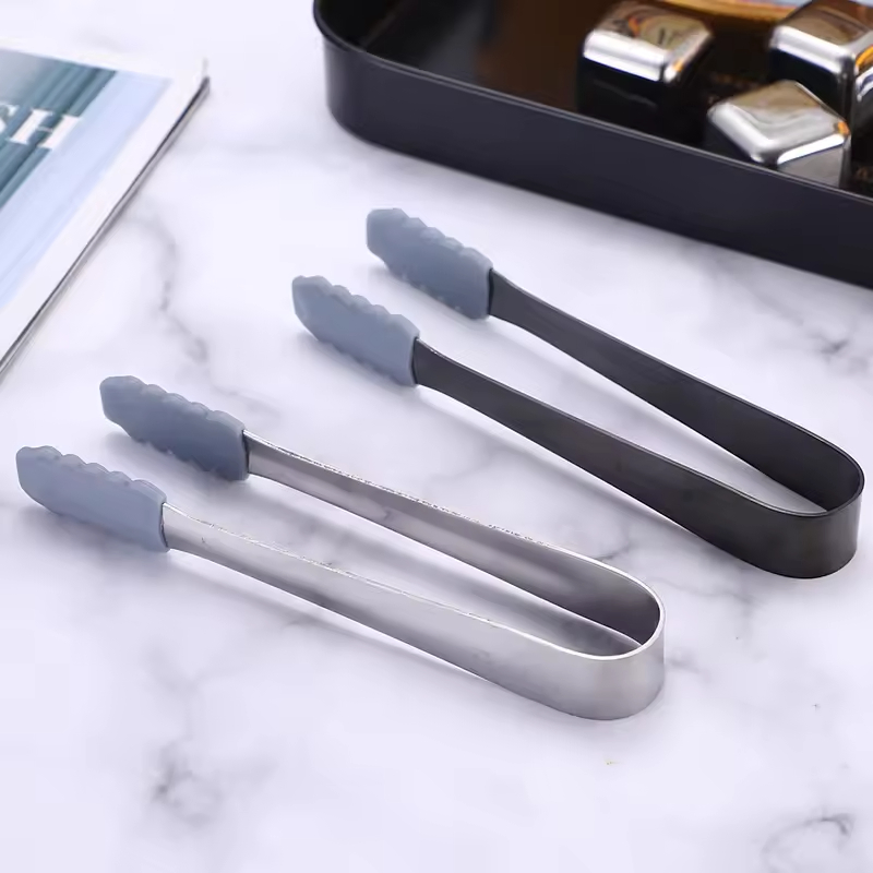 Kitchen Gadgets Bar Tools Stainless Steel Lemon Slice Sugar Bread Tong Ice Clip Ice Cube Food Tongs Silicone Tongs Kitchen