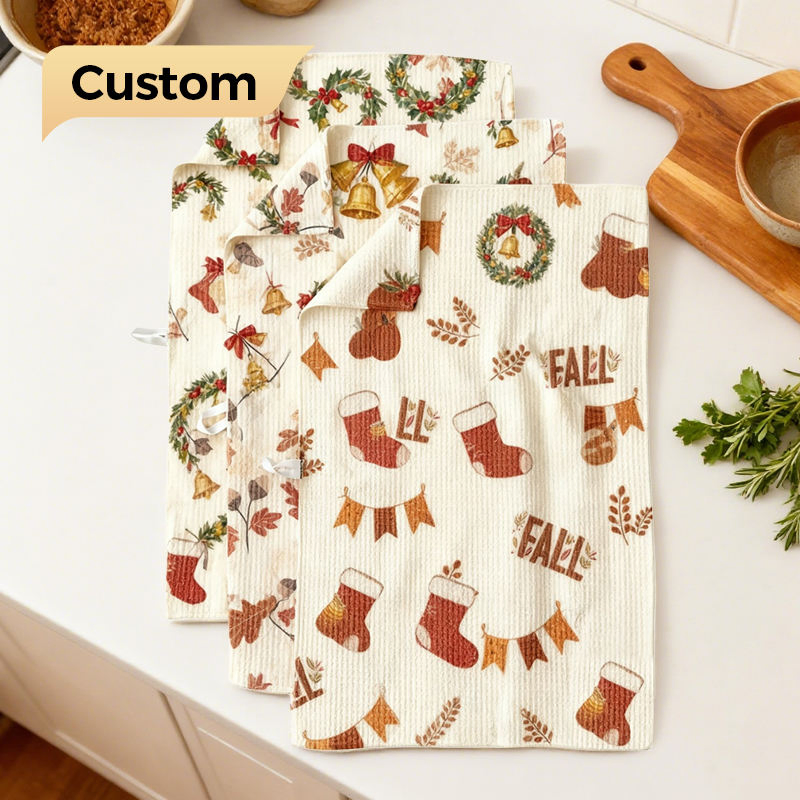 Wholesale Custom Printed Cotton Tea Kitchen 100% Polyester Towel for Natural Sublimation