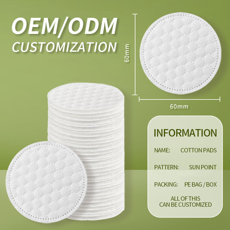 OEM/ODM Sustainable Disposable 180GSM Round Thick Cotton Pads for Makeup