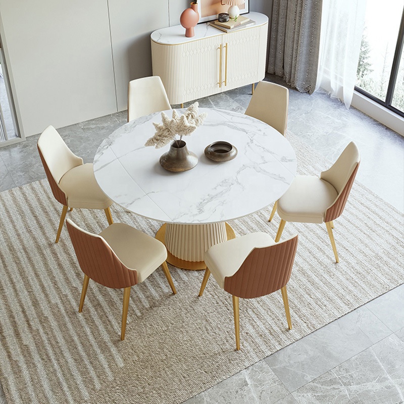 Стол обеденный круглый белый раздвижной 6-8 стульев комплект