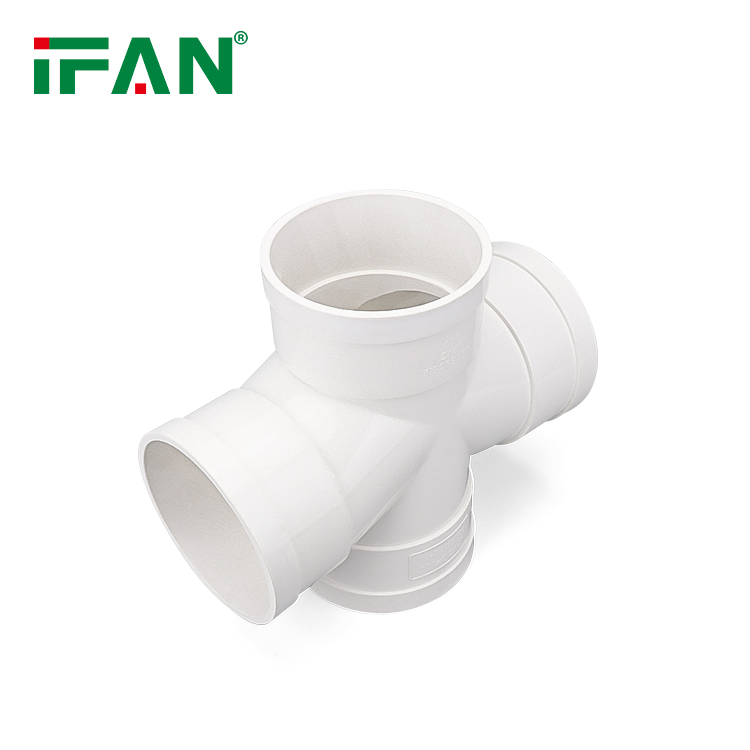 Ifan High Quality UPVC Fittings White 50-110mm GB Cross PVC Fitting