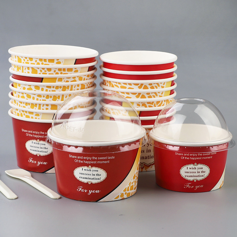 Biodegradable Yogurt Cup, Disposable Paper Bowl, Ice Cream Bowl with PP Lid