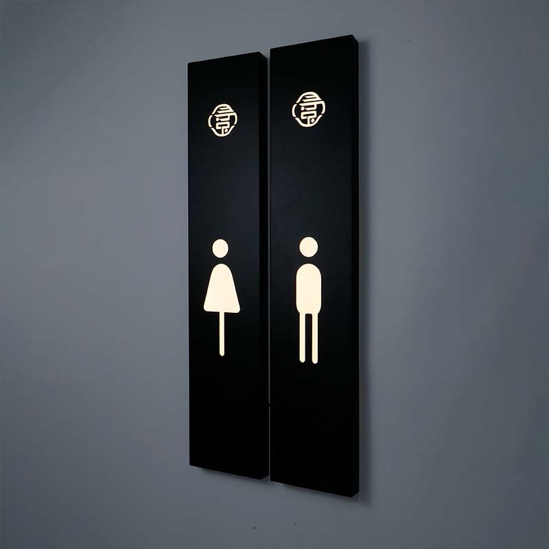 Luminous Restroom Door Plate Funny DIY Toilet Door Sign for Hotel