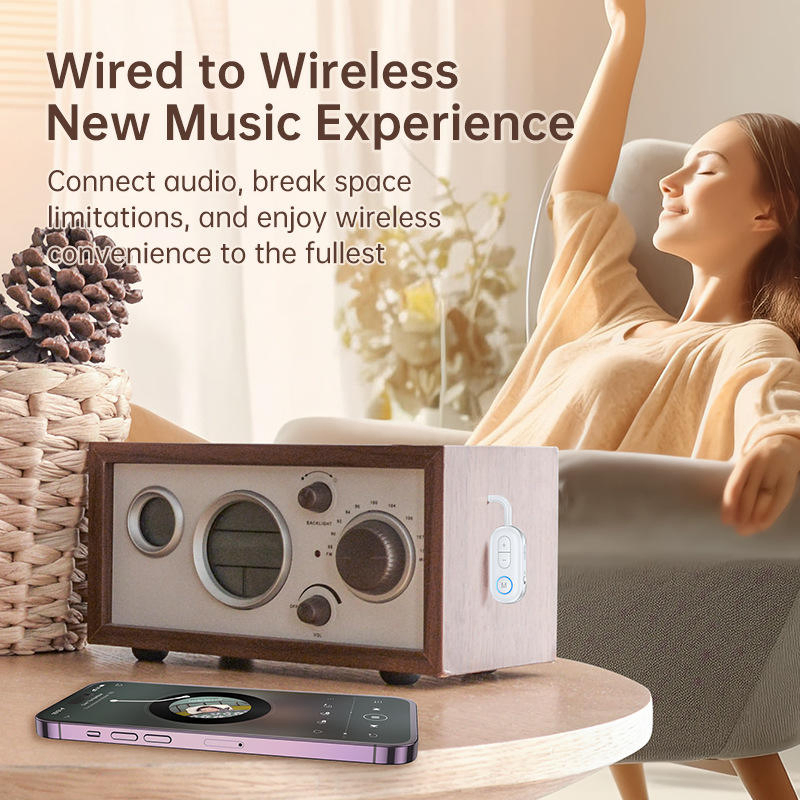 Best Bluetooth Transmitter Blue-Tooth 5.3 Wireless Audio Receiver Transmitter with Flexible Cord Attached