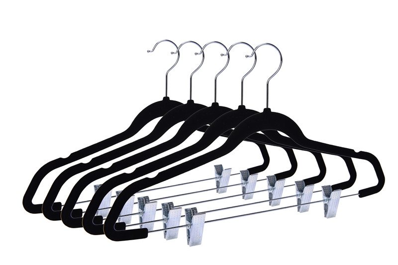 Wholesale Inexpensive Velvet Flocking Suit Coat Hanger with Clip