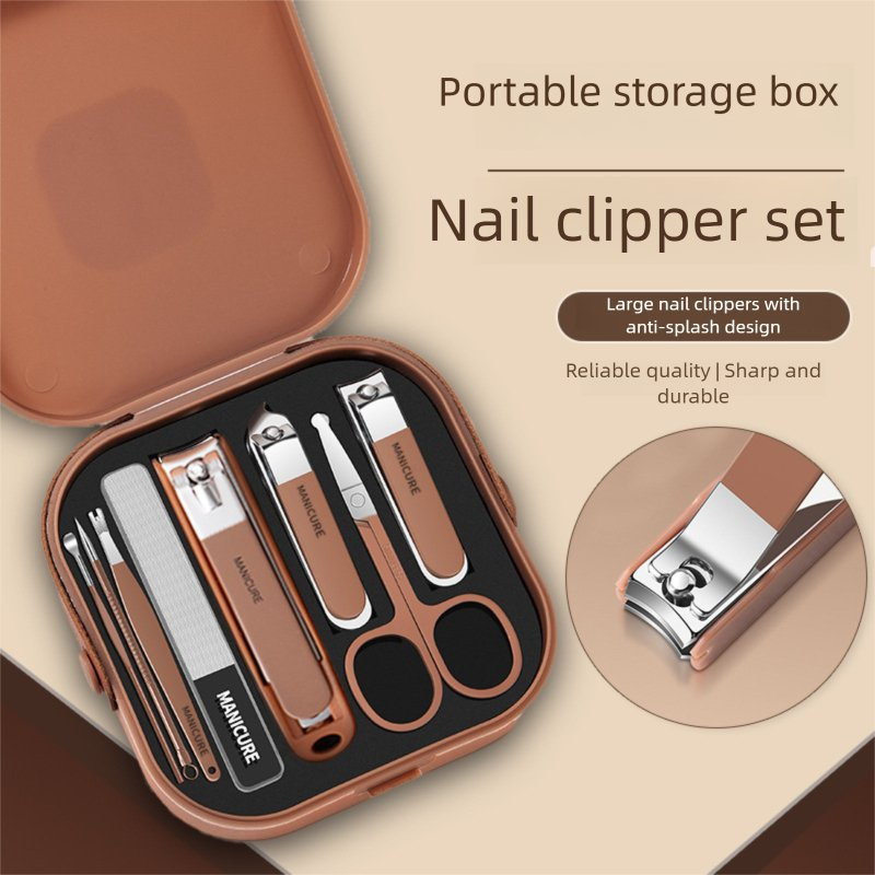 5 in 1 High-Quality Manicure Grooming Kit Portable Anti Splash Nail Clipper Set with Carrying Case