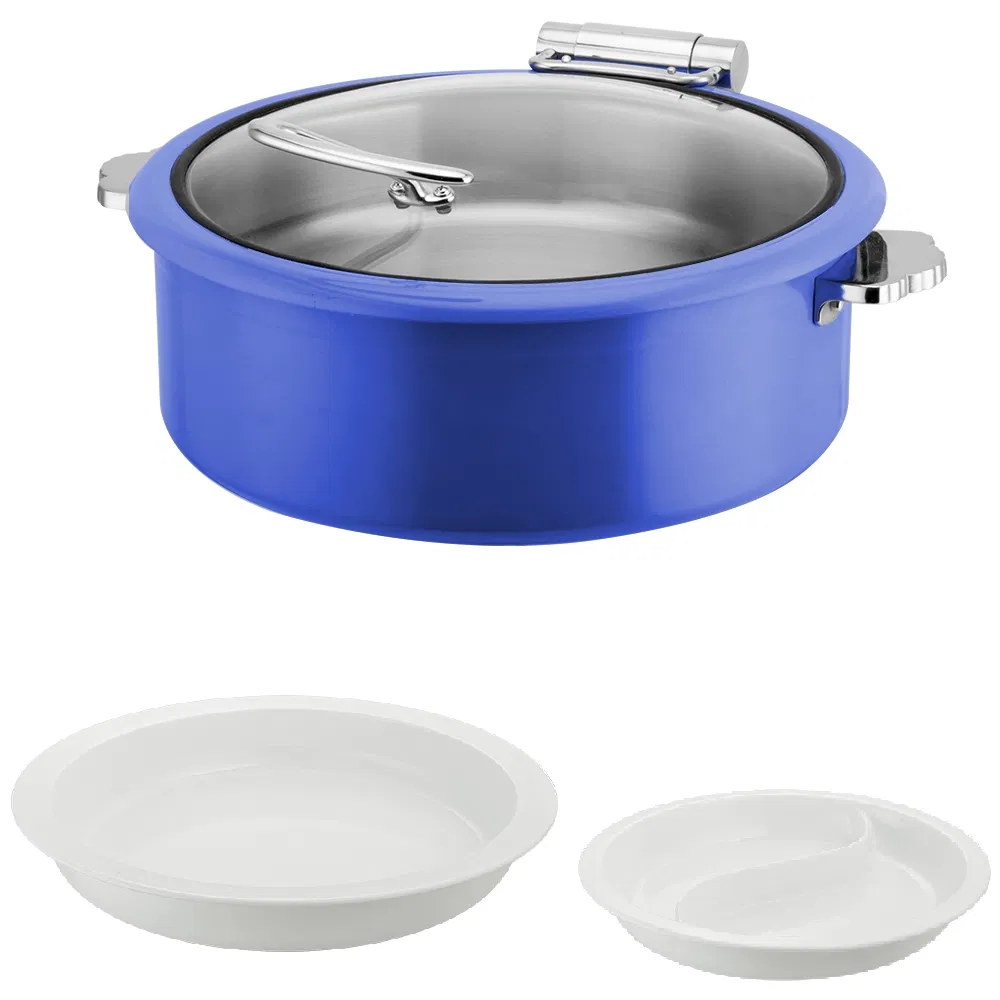 OEM Factory Induction Cooker Glass Lid Triply Buffet Chafing Dish with Hydraulic