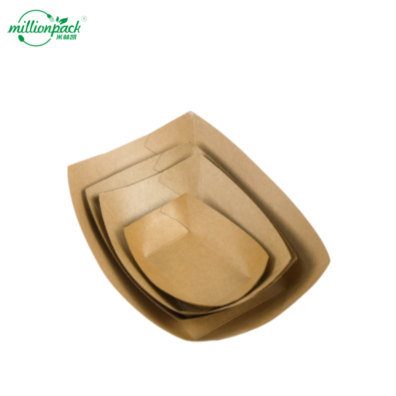 Custom Printed Kraft Paper Boat Tray Custom Printed with Logo Branding Options